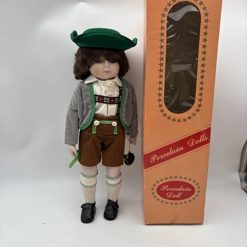 PORCELAIN DOLL Authentic Collectible Edition German Bavarian Boy Lederhosen